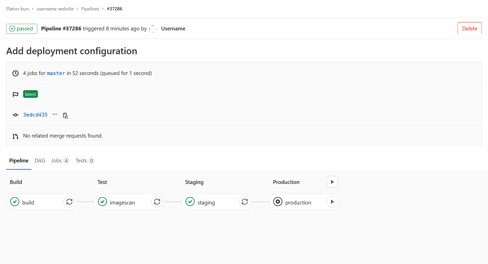 GitLab pipeline details